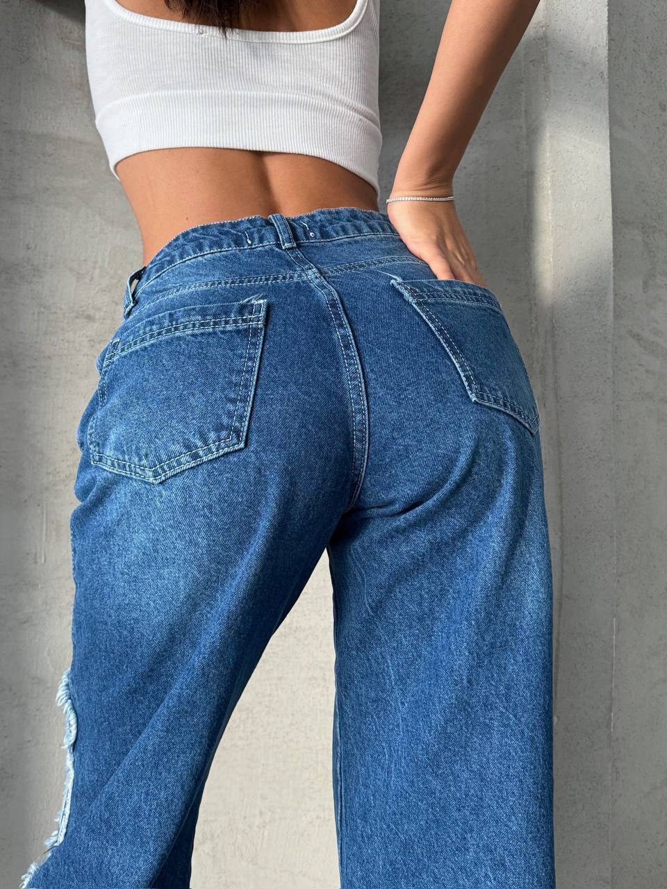 Race Runner Nakış Detaylı Geniş Paça Jean 1002