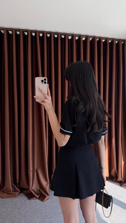 Siyah Pileli Mini Etek 1005