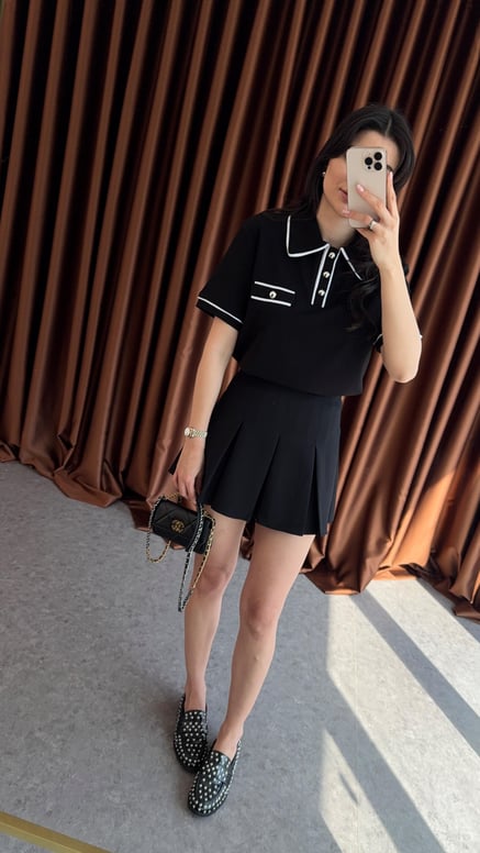 Siyah Pileli Mini Etek 1005